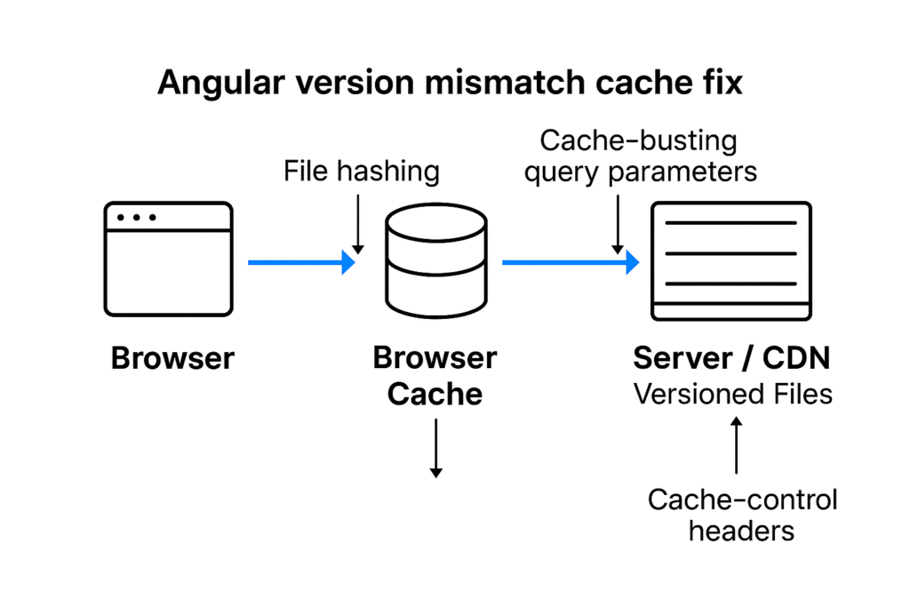 Angular version mismatch cache